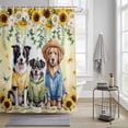 thumbnail image 3 of Shower Curtain for Bathroom Cute Blue Green Dog Watercolors Sunflowers Waterproof Bath Curtains Shower Curtains with Hooks,Floral Leaves Bathroom Curtain Privacy Drapes for Bathtubs Toilet 72x72in, 3 of 9