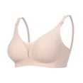 thumbnail image 4 of PEASKJP Supportive Bra for Women Originals Seamless Triangle Rib Bralette, Beige 36, 4 of 4