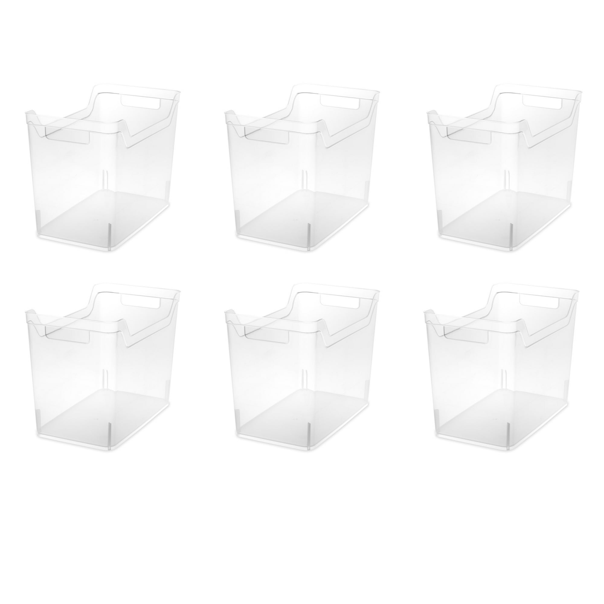 Sterilite Medium Shelf Bin, Clear Plastic Open Storage Containers, Multi-purpose Organizers, 6 Count