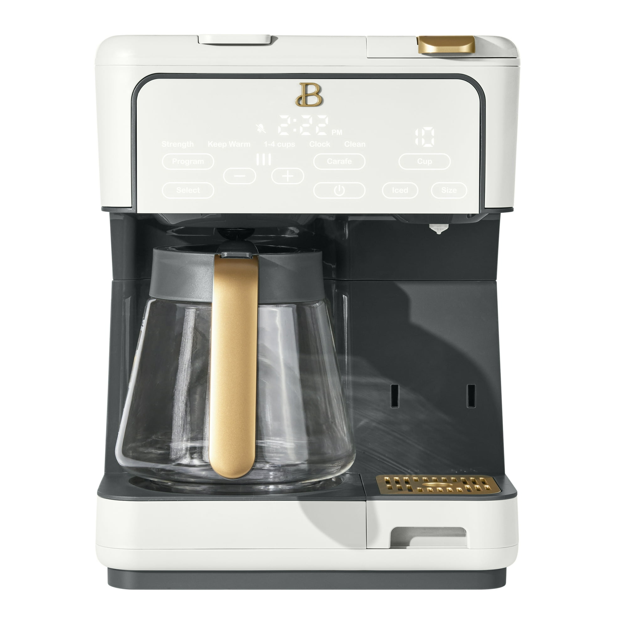 Beautiful by Drew Barrymore Multi-Brew 12-Cup Programmable Drip & Single-Serve Coffee Maker, White Icing