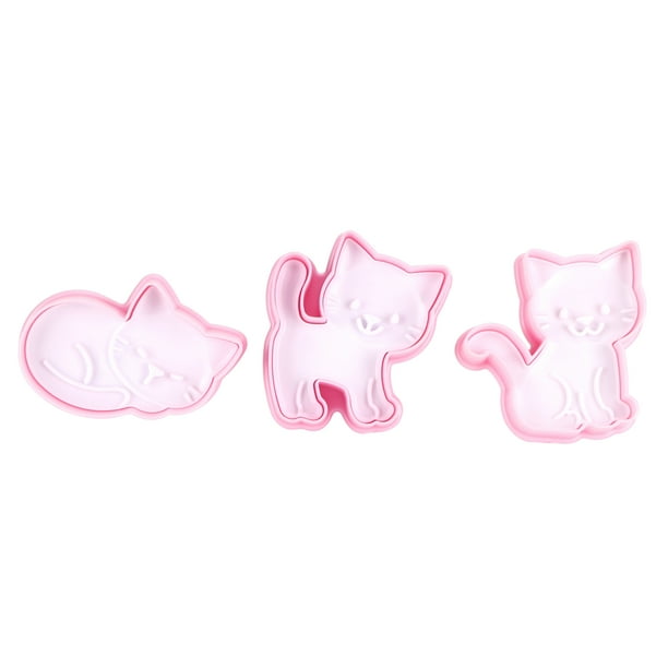 Molde para hornear galletas, 3 piezas de moldes para galletas con forma de gato de dibujos animados, molde para galletas DIY, rendimiento finamente ajustado