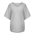 thumbnail image 3 of Babysbule Women's Tops Women Casual Summer Solid O-Neck Short Sleeves Plus Size Top T-Shirt Blouse, 3 of 9