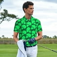 thumbnail image 2 of Kdxio Green Broccoli Print Men's Short Sleeve Polo Shirt,Midweight Men's Shirt, 2 of 5