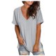 thumbnail image 1 of Pntutb - Camiseta de manga corta para mujer, cómoda, informal, cuello en V, color sólido Pntutb Pntutb-771, 1 of 7