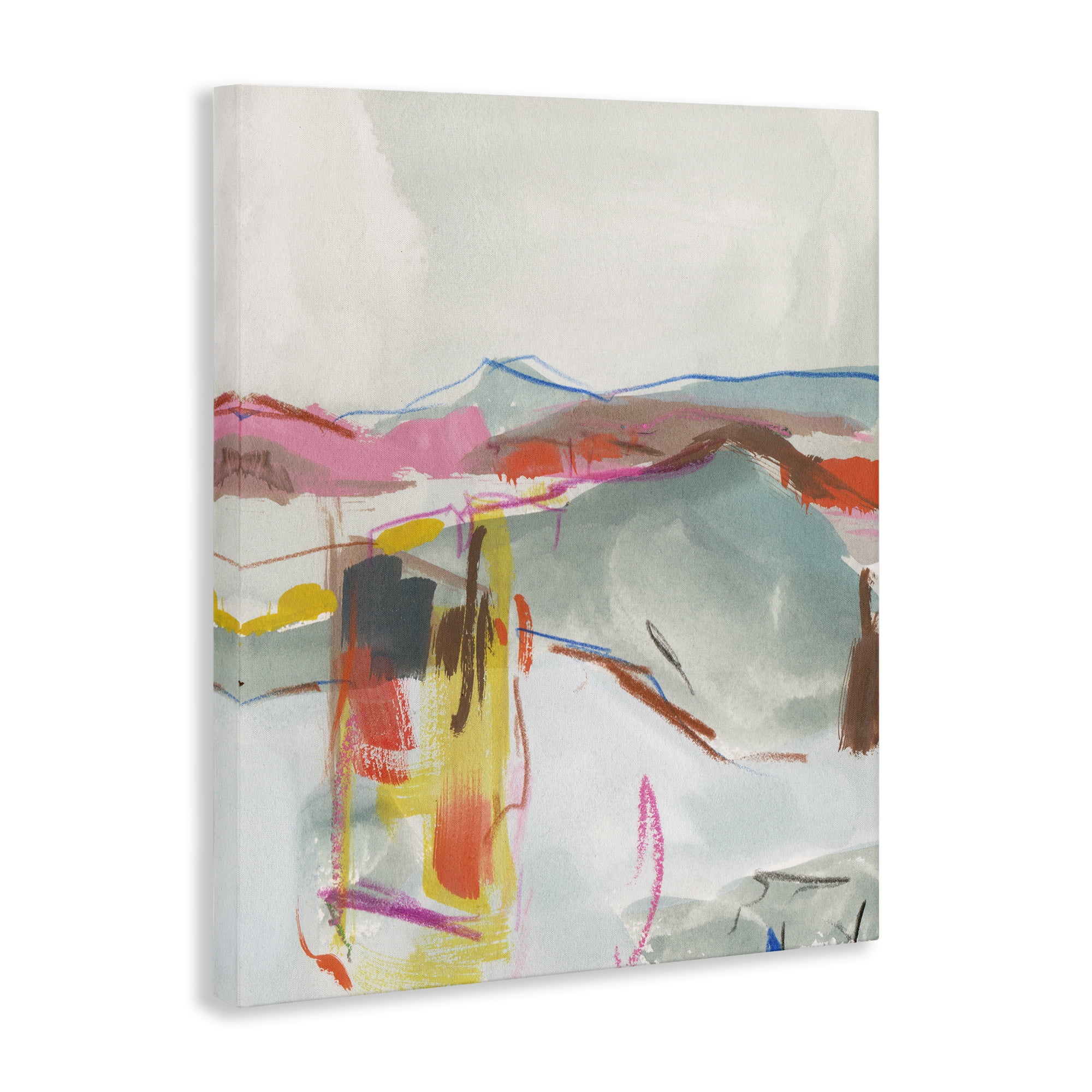 Stupell Industries Mountain Shape Impressions Abstract Painting Wrapped Canvas Art Print Wall Art, 16 x 20