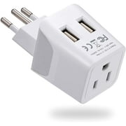 Ceptics Canada to Brazil Travel Adapter (Type N) - Dual USB - Charge Your Cell Phone, Laptops, Tablets - Grounded