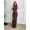 Brown 2, variant on Women's High Collar Front Tied Sexy Extra Long Dress
