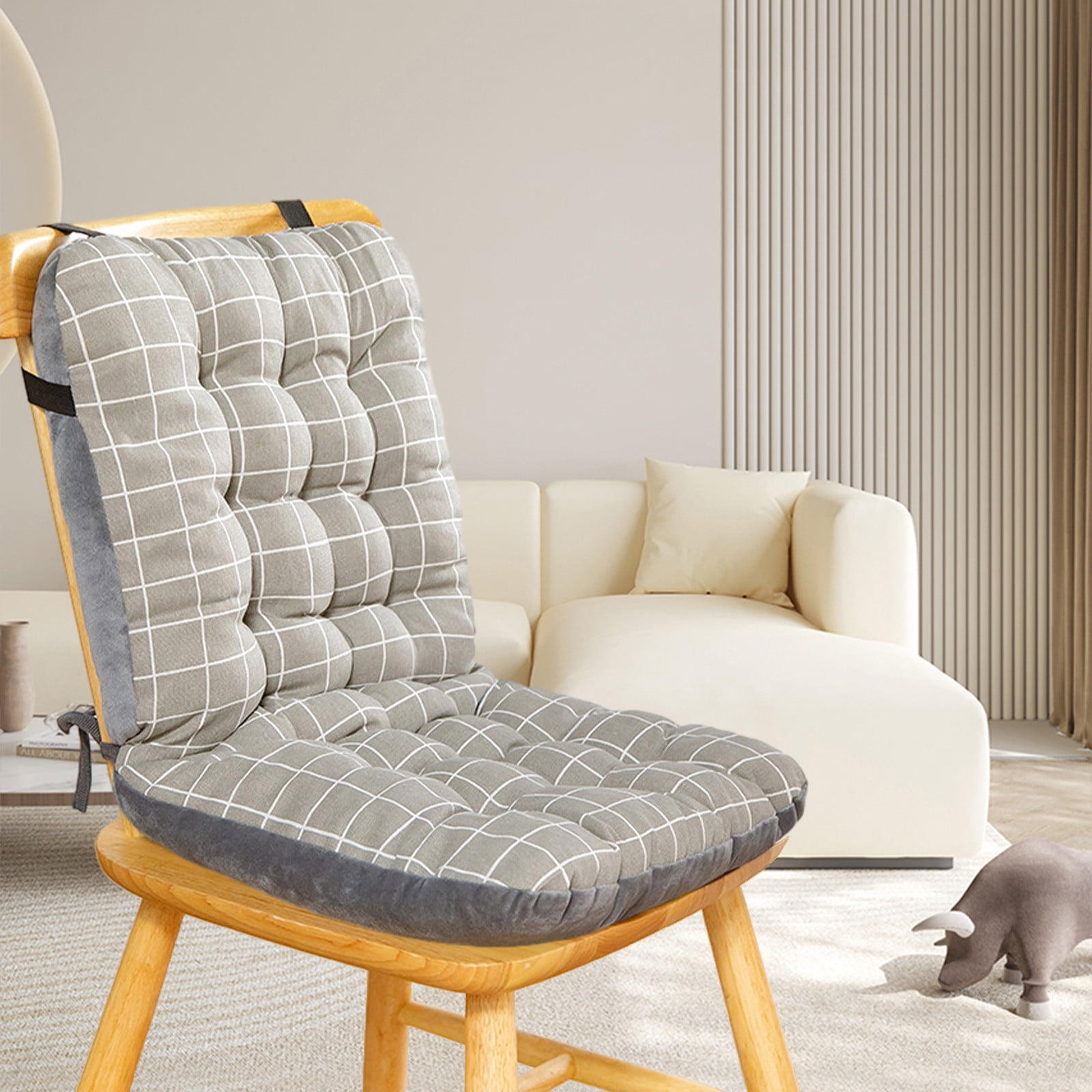 Sahpxhe Rocking Seat Cushion with Ties, Soft High Back Chair Cushion for Patio Furniture,Office 17.55X22.23X13.65 Inch Gray