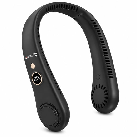 INNOTECH SC Portable Neck Fan with LED Display Bladeless Hands-Free 5-Speed Cooling Rechargeable & Lightweight
