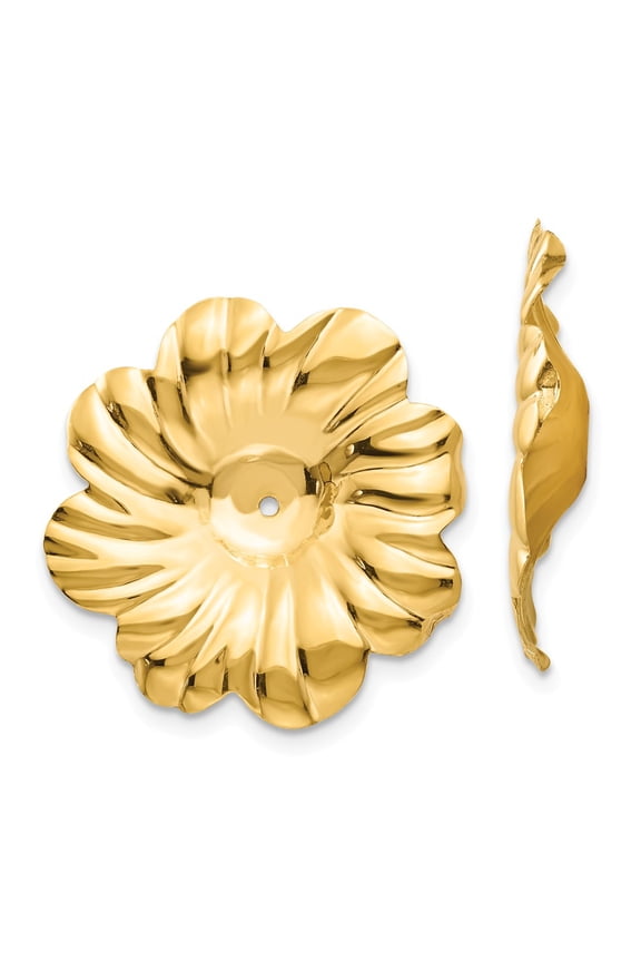 14k Polished Floral Earring Jackets