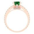 thumbnail image 4 of Clara Pucci 14K Rose Gold 1.47ct Emerald Solitaire with Accents Ring, 4 of 8