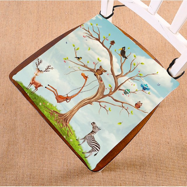 ABPHQTO Animal And Tree Bunch Cojín para silla Cojín para asiento Cojín para silla Cojín para suelo 45x45 cm