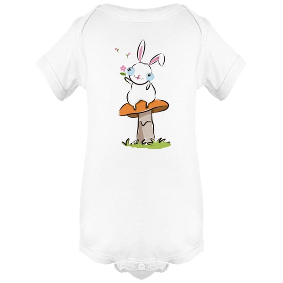 White Rabbit On A Mushroom Bodysuit Infant -Image by Shutterstock, Newborn