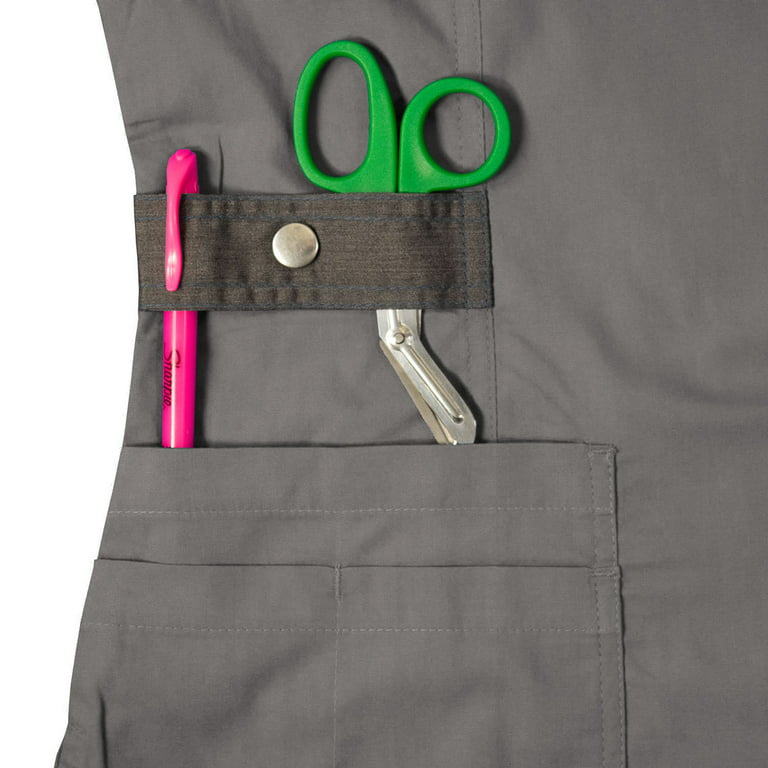 Medgear Women's 12-Pocket Athletic Slim Fit Scrubs Set with Zipper Detail 