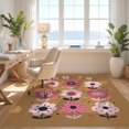 thumbnail image 3 of Design&I 5'x7' Washable Area Rug Pink Blossoming Garden Floral Array Design Charming of Stylized Flowers and Hearts for Guest Room, Lounge, Apartment, Flatweave & Daily Traffic Ready, 3 of 7