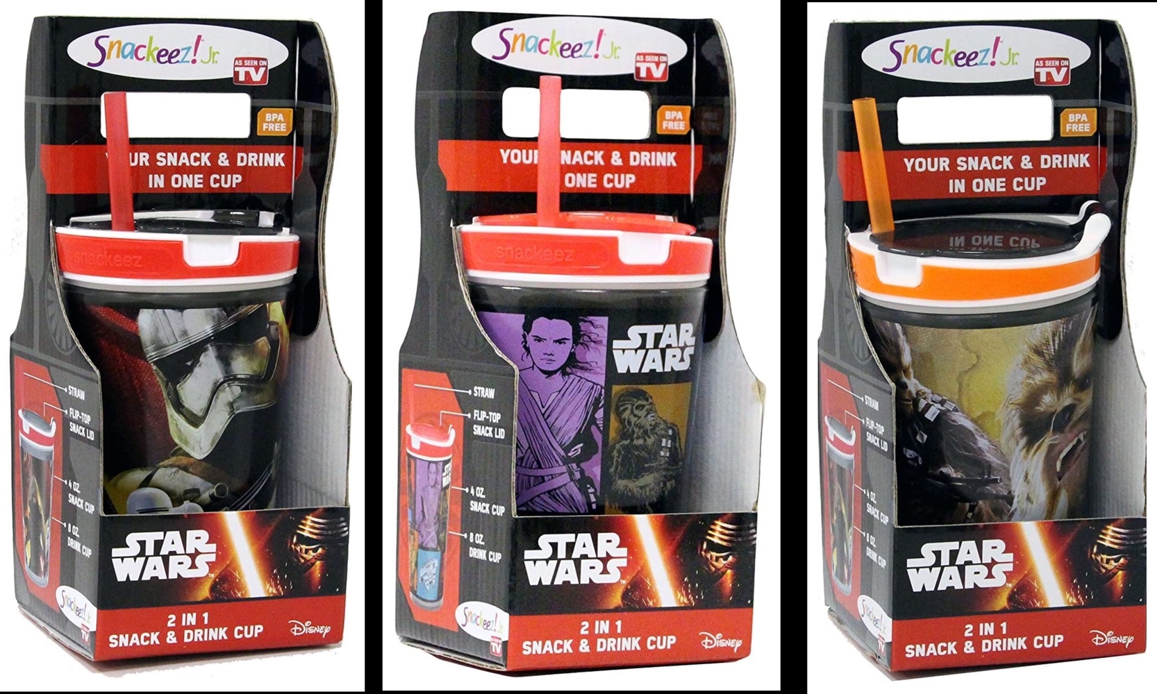 Snackeez Jr2in1 Snack & Drink Cup Star Wars 7 Movie Complete