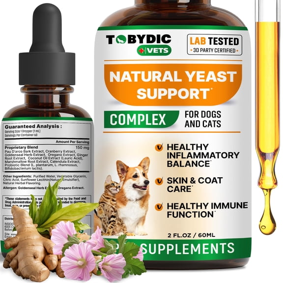 Natural Yeast Support for Dogs – Soothing Herbal Drops for Itchy Skin, Ears & Seasonal Sensitivities – Helps Calm Discomfort & Support Skin Balance – Liquid Supplement