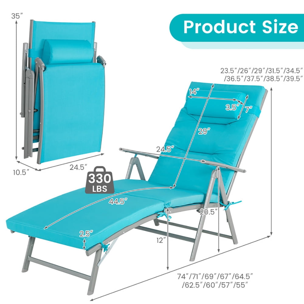 Aimee Lii Folding Chaise Lounge Chair Outdoor Reclining Chair for Backyard, Patio Loungers, Tuiquoise