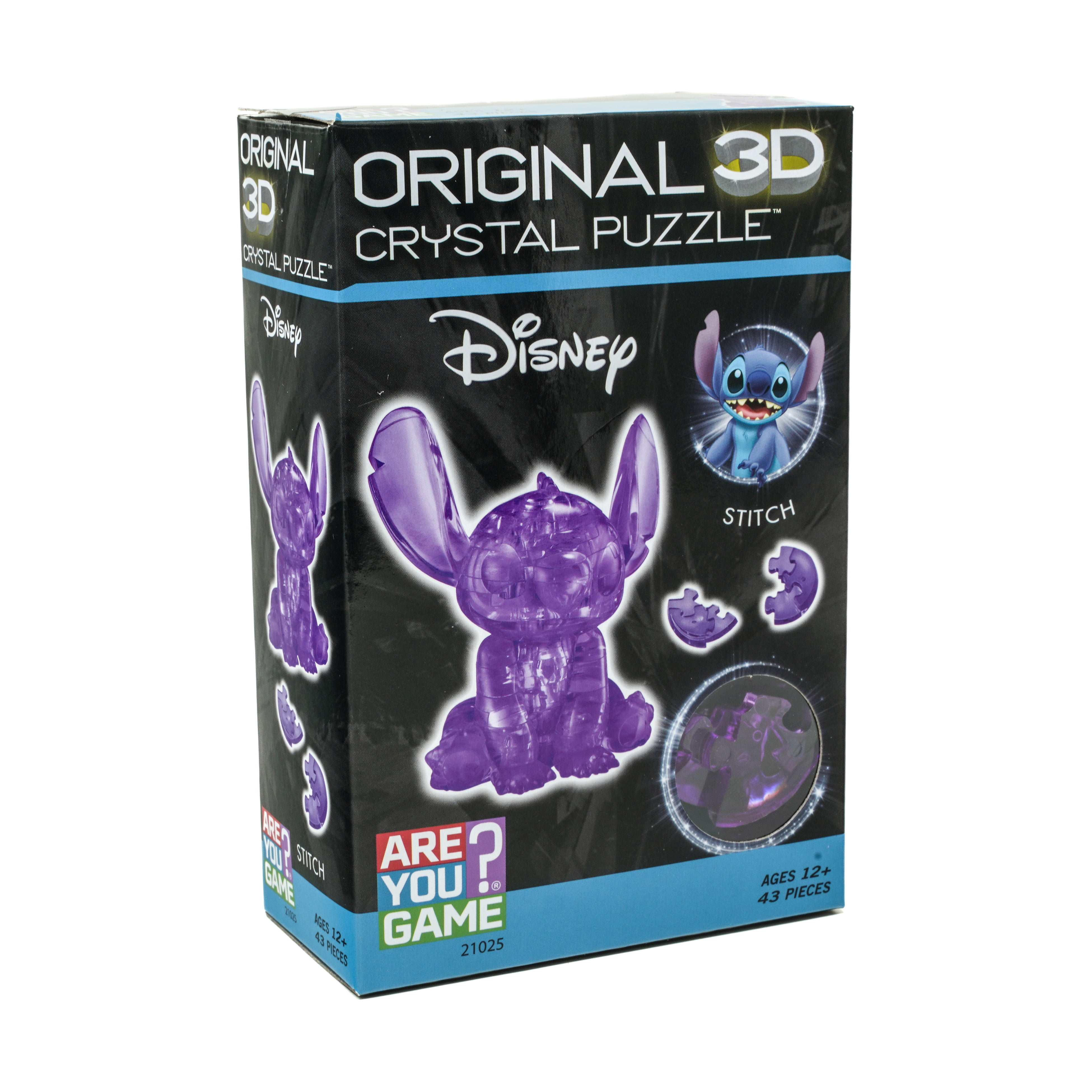 AreYouGame.com 3D Crystal Puzzle - Disney Stitch (Purple): 43 Pcs