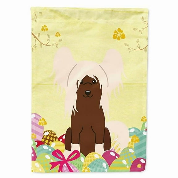 Caroline's Treasures BB6113CHF Easter Eggs Chinese Crested Cream Flag Canvas House Size , Large, multicolor