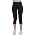 thumbnail image 1 of Reebok Womens Align High Rise Capri Compression Athletic Pants, Black, X-Small, 1 of 3