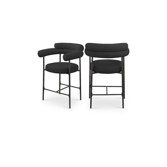 Meridian Furniture Blake Black Boucle Fabric Counter Stool (Set of 2)
