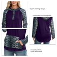 thumbnail image 1 of Long Sleeve Pullover Hoodie, Polyester Material Leopard Print Sweatshirt Stitching Design Comfortable Breathable  for Home Purple M, 1 of 6