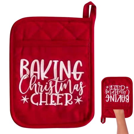 

Ksruee Pot Holder Christmas Red Funny Pot Holder Baking Kit Christmas Farmhouse Hot Potholders Cookie Bag for Christmas Baking handy
