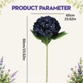 thumbnail image 3 of Artificial Hydrangea Flowers, Navy Blue Silk Hydrangea with Lifelike Leaves and Flexible Wire Stem, 23.62 Inch Faux Floral for Vase Wedding Home Decor, 3 of 6
