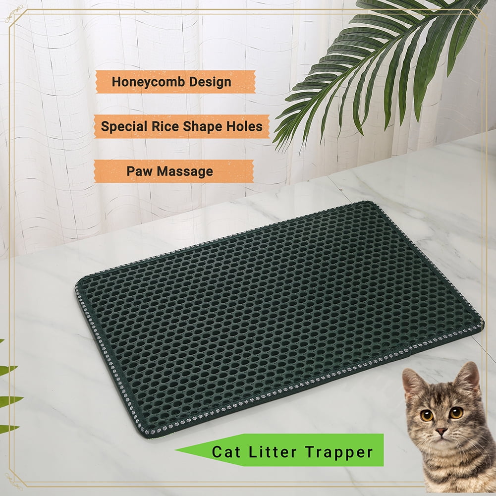 Pefilos Double Layer Anti Tracking Waterproof Cat Litter Trapping Mat Green