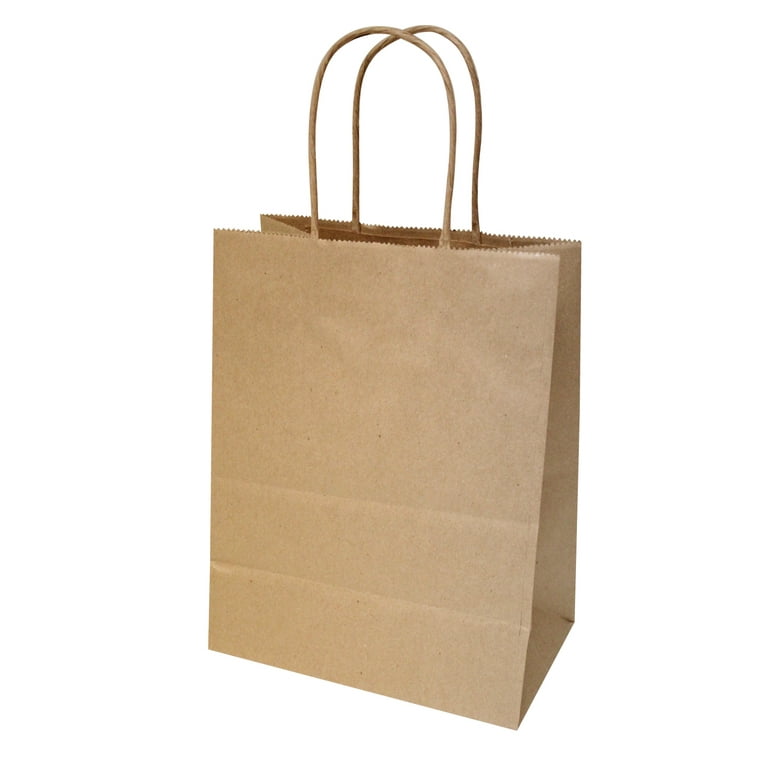 BagDream Kraft Paper Bags 100pcs 5.25x3.75x8 Inches Small Paper Gift Bags with Handles Bulk Paper Shopping Bags Kraft Bags Party Bags Brown Bags