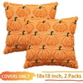 thumbnail image 3 of Pumpkin Fall Decorative Throw Pillow Covers 20"x20",Set of 1 Orange Green Soft Pillow Covers for Autumn Harvest, Fluffy Plush Accent Pillow Cases for Farmhouse Halloween Decor, 3 of 7