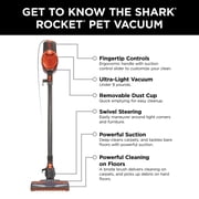 Shark Rocket Ultra-Light Corded Stick Vacuum, Carpet and Hardfloors, Pet Friendly, with Swivel Steering, HV301 Gray/Orange