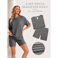thumbnail image 5 of DAKIMOE Womens Pajamas 2 Piece Lounge Sets for Women Ribbed Knit Matching Outfits Loose T-Shirt and Bodycon Biker Shorts Sleepwear Sweatsuits S-XL, Dark Grey, M, 5 of 8