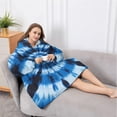 thumbnail image 5 of Oversized Wearable Blanket Hoodie,Blue White Tie Dye Spiral Pattern Sherpa Blanket Hoodie with Super Pockets,Super Warm Fuzzy Pullover for Women & Men, 5 of 6