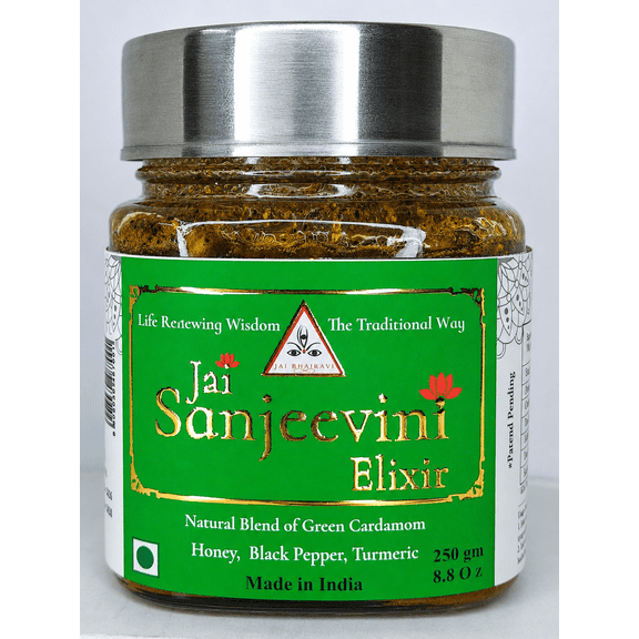 Jai Sanjeevini Herbal Elixir – Cardamom, Honey, Turmeric & Black Pepper | Natural Digestive & Immunity Support | Ayurvedic Health Syrup – 8.8 OZ