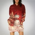 thumbnail image 1 of TIMIFIS Robe de Noël Moche pour Femmes, Manches Longues, Imprimé Bonhomme de Neige, Robe Chemise Décontractée Moulante avec Poche, 1 of 4