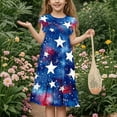 thumbnail image 5 of Pounoo New Kids Dresses Girls (6-15 Y) Girl New Short-Sleeved Flying Sleeve Round Neck Printed Waist Pocket Layered Dress In Summer Girls Dresses 7-8, 5 of 7