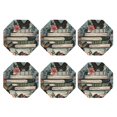 thumbnail image 2 of Pofeuu Vintage Art Butterfly Flower Print Leather Coasters Set of 6, Round Cups Mugs Mat Pad for Home Kitchen Heat Resistant Drink Coasters,Octagon, 2 of 7