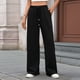 thumbnail image 5 of Pantalones Deportivos Anchos de Cintura Alta para Mujer, Holgados y con Cordón, A para Adolescentes Negro S, 5 of 10