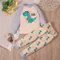 thumbnail image 2 of Odeerbi 1-9 Years Toddler Boys Girls Cotton Pajamas Fall Long Johns Long Sleeve Raglan Tops Pants Set Soft Loungewear Dinosaur Print Sleepwear Toddler Boys Girls Clothes, 2 of 9