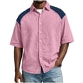 thumbnail image 5 of XuJwPNcy Mens Shirts Lightweight Color Block Button Down Shirts Casual Collared Tops Summer Classic Fit Fashion Clothes, 5 of 7