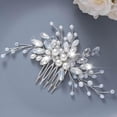 thumbnail image 3 of Pearl Bride Wedding Hair Comb Silver Crystal Bridal Hair Piece Prom Hair Accessories for Women and Girls, 3 of 4