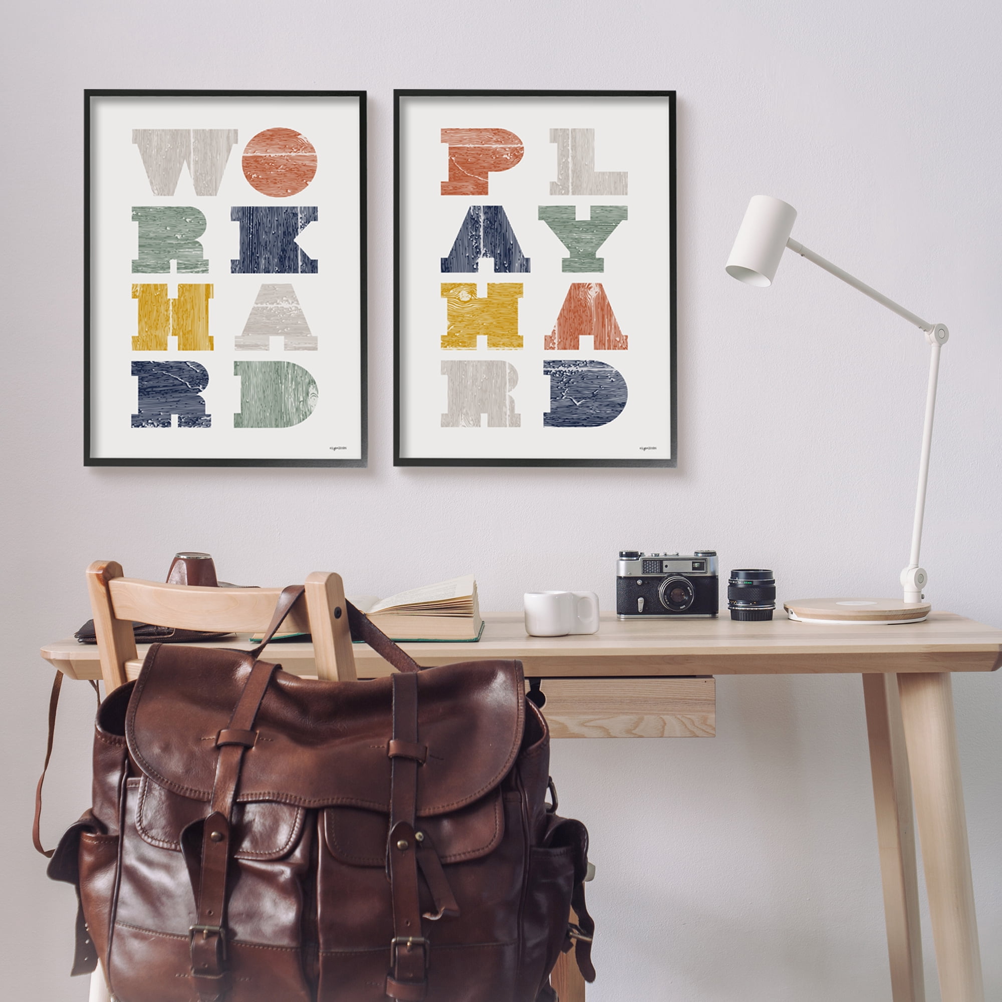 Stupell Industries Work Hard Play Hard Phrase Children's Block Typography, 24 x 30,Design by Kyra Brown
