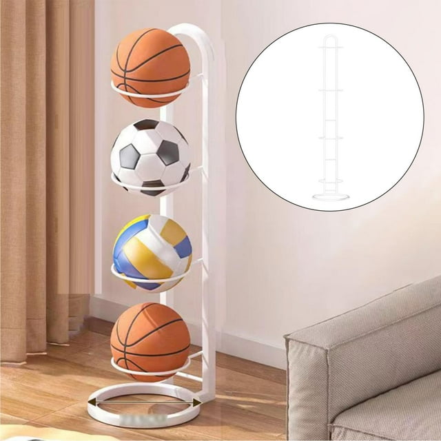 CRCMURE Rack Vertical Storage Rack Metal Basketball Holder Multi Layer Organizer Rack Standing Basketball Rack Stand Simple Storage Shelf For Basketball Football Volleyball.