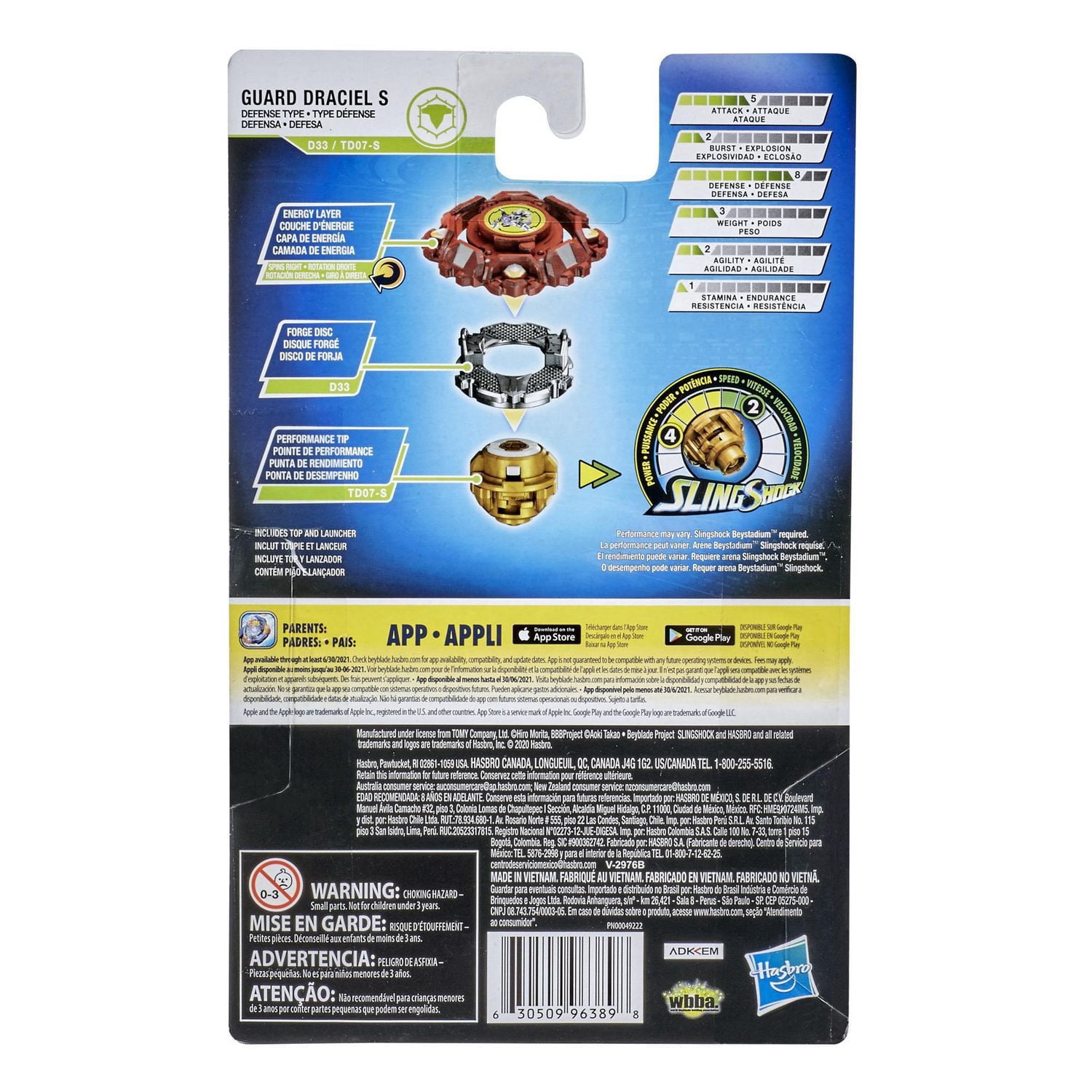 Beyblade Burst Rise Slingshock Guard Draciel S Starter Pack -- Right-Spin Battling Top Toy and Right/Left-Spin Launcher, Ages 8 and Up