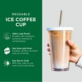 thumbnail image 6 of 16 Oz Reusable Iced Coffee Cup, Leak Proof and Double Wall Insulated Iced Coffee Tumbler, Come with Reusable Plastic and Metal Straws and Straw Cleaner, 6 of 8