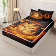 thumbnail image 2 of Metsweet Animal Dragon Zipper Twin Comforter Sets with Fitted Sheet and 2 Pillowcases, Abstract Flame Volution Zipper Bedding Set, Orange Red Black,4-Piece,Black Reversible, 2 of 6