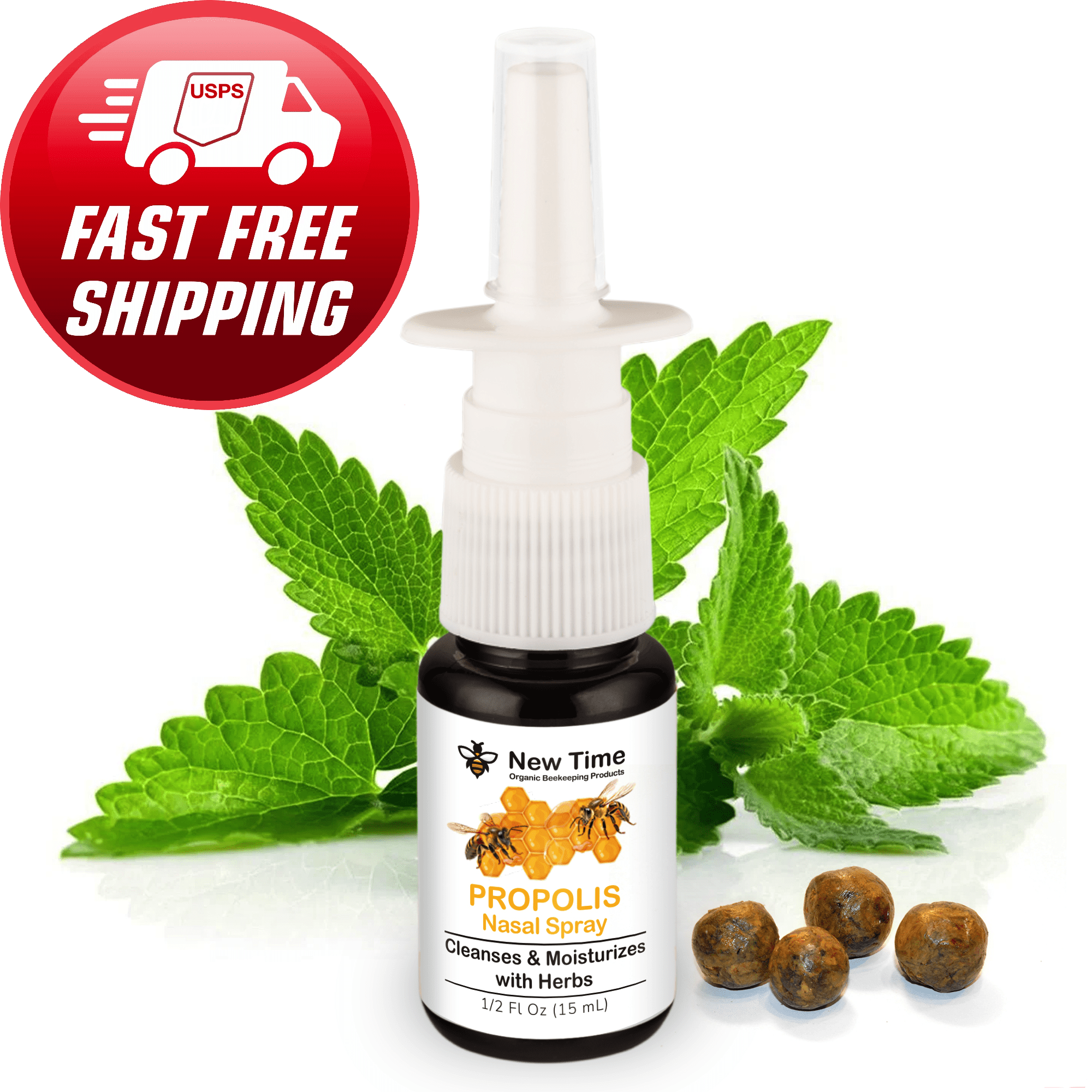New Time Propolis Nasal Rinse Spray, Natural Congestion Relief, Moisturizes, 1/2 fl oz (15 ml)