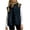 Navy, variant on Women's Sleeveless Faux Fur Vest, Stand Collar Patchwork Jacket, Lightweight Fleece Vest with 3 Pockets, Casual Commute Vest, Button Front Vest Blackish Green L